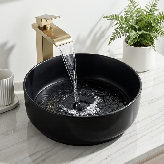 Cefito Ceramic Bathroom Basin Vessel Sink Round Matte Black 400mm