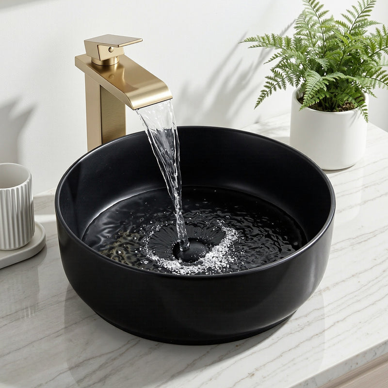 Cefito Ceramic Bathroom Basin Vessel Sink Round Matte Black 400mm