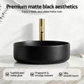 Cefito Ceramic Bathroom Basin Vessel Sink Round Matte Black 400mm