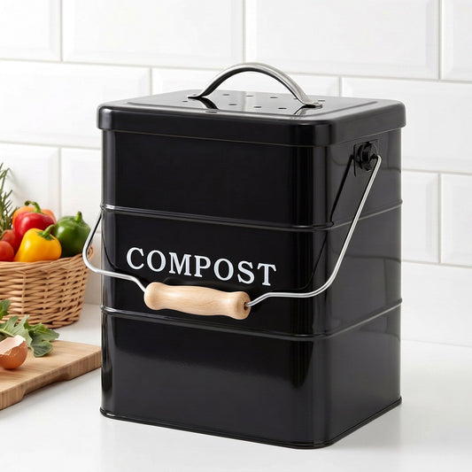 Gardeon 5L Compost Bin Kitchen Food Waste Caddy Black