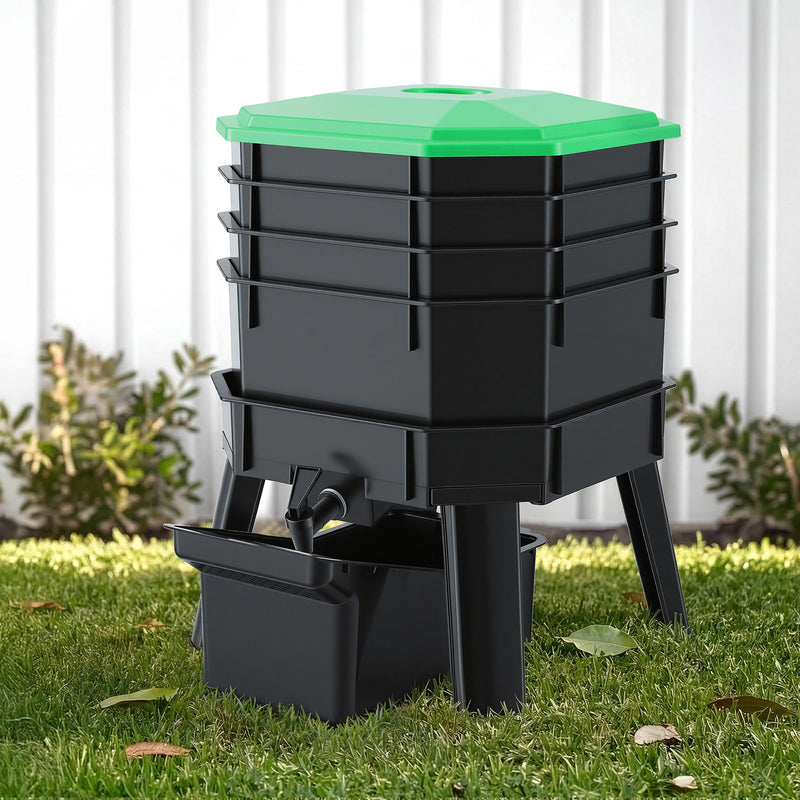 Gardeon Compost Bin 4-Tray Worm Farm Stackable Liquid Tap