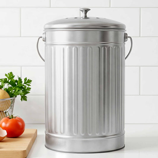 Gardeon 6L Compost Bin Kitchen Food Waste Caddy Silver