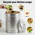 Gardeon Compost Bin Kitchen Countertop Food Waste Caddy 6L Silver