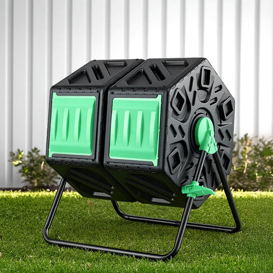 Gardeon Compost Bin 130L Dual-Chamber Tumbler Rotating Garden
