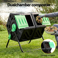 Gardeon Compost Bin 130L Dual-Chamber Tumbler Rotating Garden