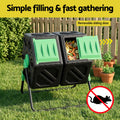 Gardeon Compost Bin 130L Dual-Chamber Tumbler Rotating Garden