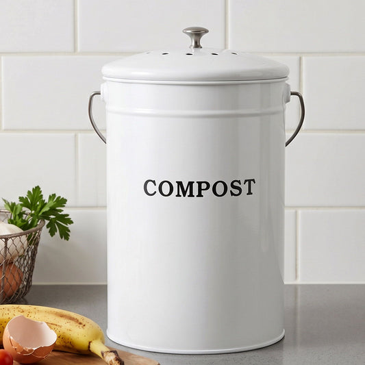 Gardeon Compost Bin Kitchen Caddy Food Waste White Bench 7L