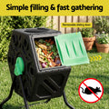 Gardeon 65L Compost Bin Tumbler Rotating Outdoor Sliding Door