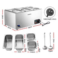 Devanti Commercial Food Warmer Bain Marie 4 Pan Electric