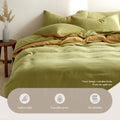 Cosy Club Washed Cotton Quilt Set Yellow Lime DOUBLE
