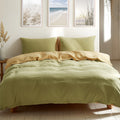 Cosy Club Washed Cotton Quilt Set Yellow Lime DOUBLE