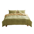 Cosy Club Washed Cotton Quilt Set Yellow Lime DOUBLE