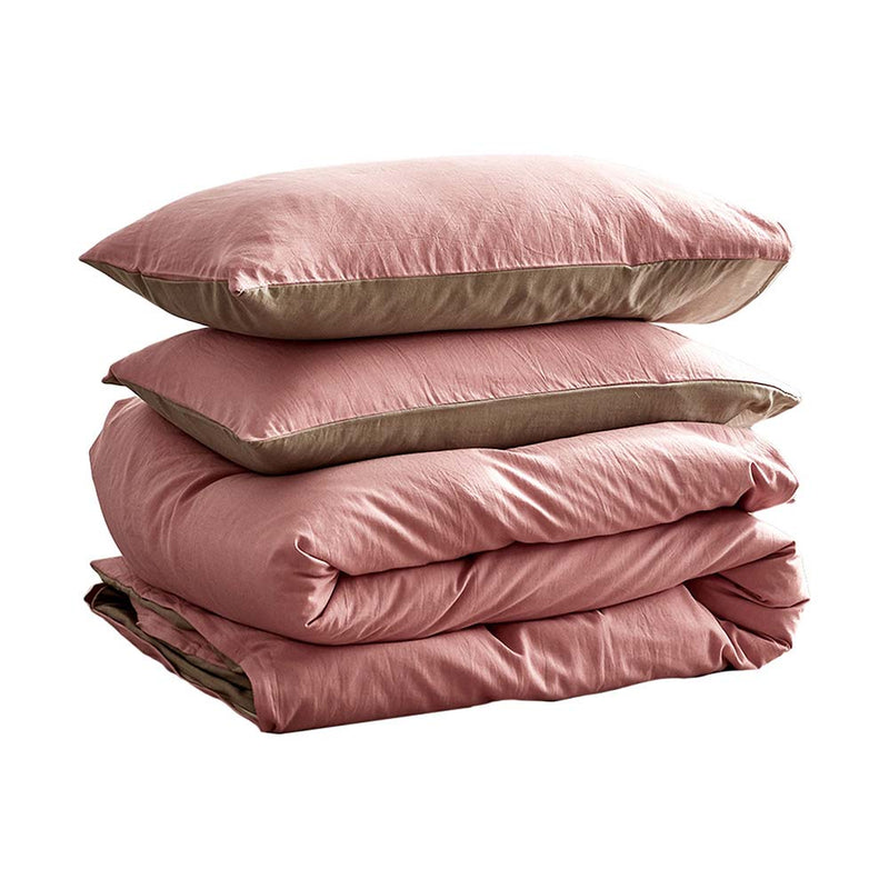 Cosy Club Cotton Quilt Cover Set Single Blush Beige