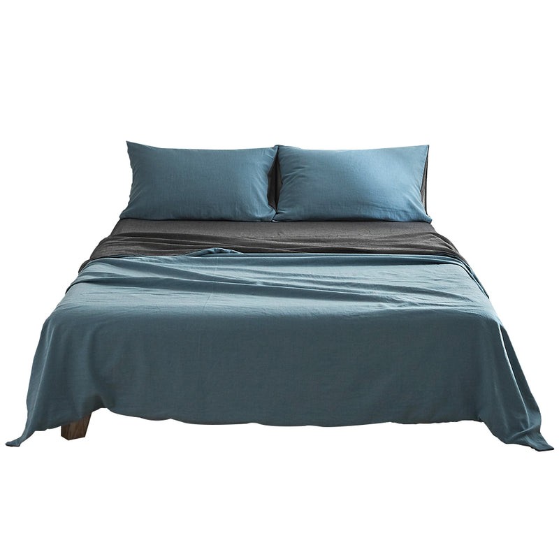 Cosy Club Cotton Sheet Set DOUBLE Blue Grey