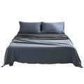 Cosy Club Cotton Sheets Set Double Navy Grey Pillowcases