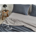 Cosy Club Cotton Sheets Set Double Navy Grey Pillowcases