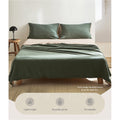 Cosy Club Cotton Sheets DOUBLE Green Beige Bed Set Cover