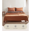 Cosy Club Cotton Bed Sheets DOUBLE Orange Brown QUEEN Size