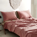 Cosy Club Cotton Sheets Set DOUBLE Pink Brown Bed Linen