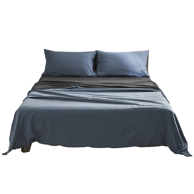 Cosy Club Cotton Bed Sheets Single Navy Grey