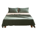 Cosy Club Cotton Bed Sheets Set Single Green Beige