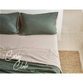 Cosy Club Cotton Bed Sheets Set Single Green Beige