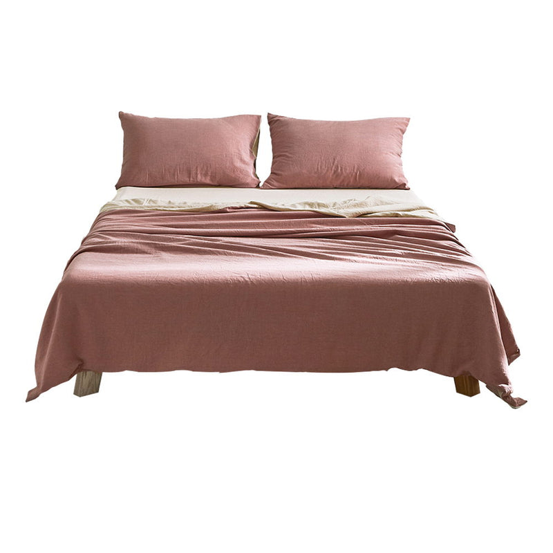 Cosy Club Cotton Bed Sheets Single Red Beige