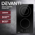 Devanti 30cm Electric Ceramic Cooktop 2 Burner