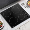 Devanti Electric Ceramic Cooktop 60cm Kitchen Cooker 4 Burner Hob Knob Control