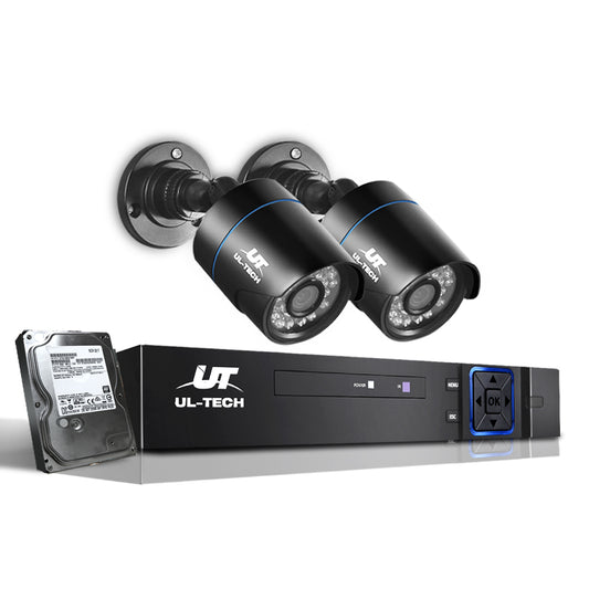 UL-tech CCTV 4CH DVR Security System 2 Cameras 2TB Hard Drive
