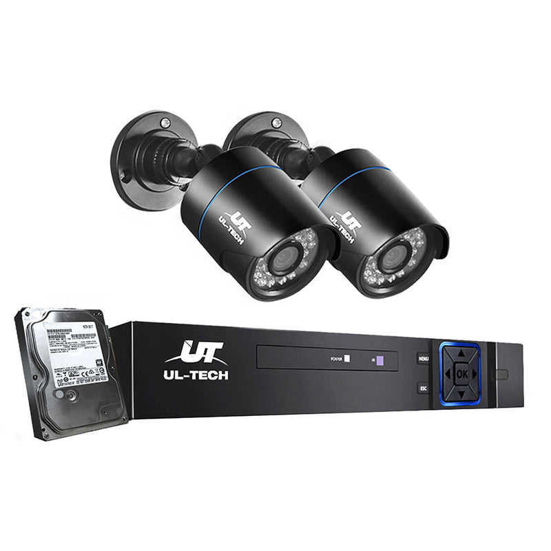 UL-tech 4CH DVR CCTV Security System 2 Cameras 1TB Hard Drive