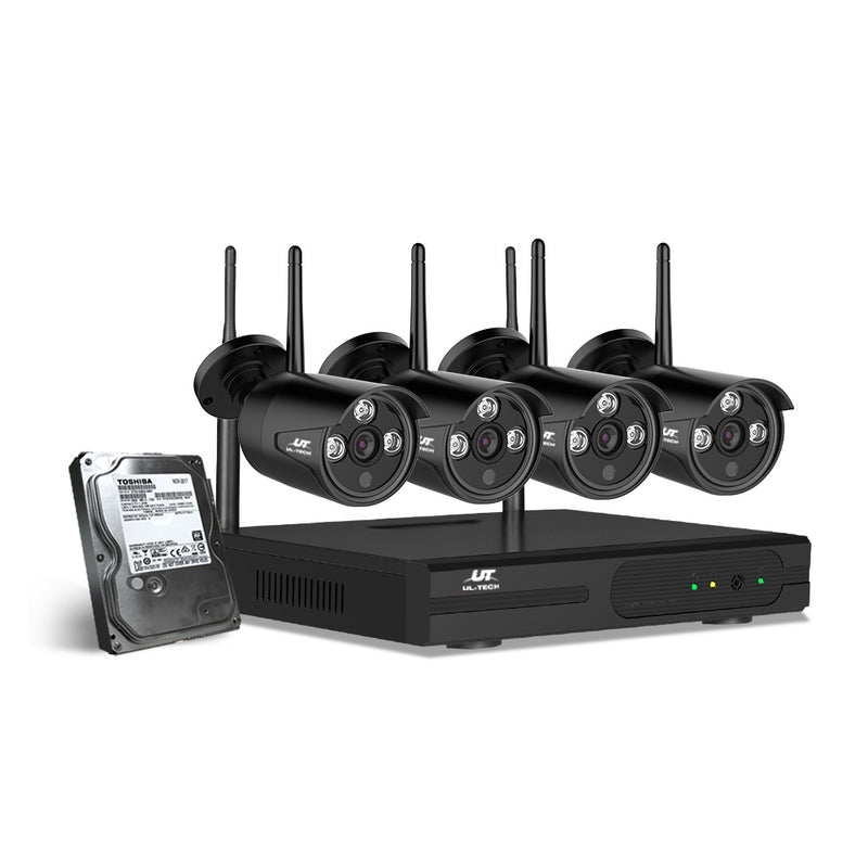 UL-tech Wireless CCTV 8CH NVR 3MP 4 Bullet Cameras 2TB