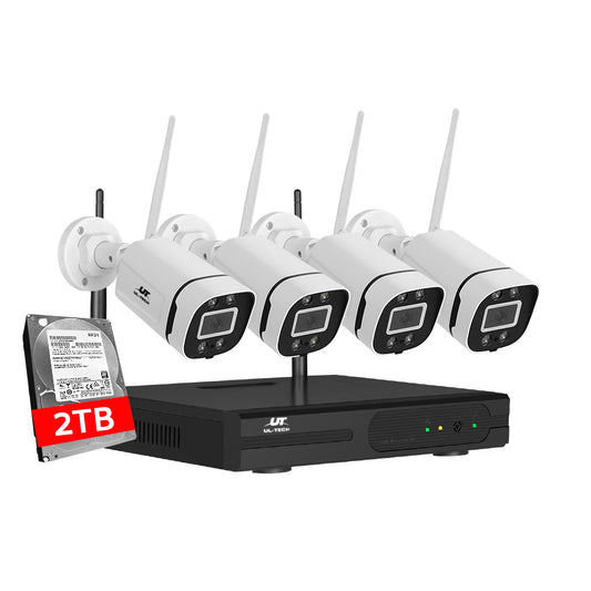 UL-tech 8CH Wireless CCTV NVR System 3MP 4 Square Cameras 2TB