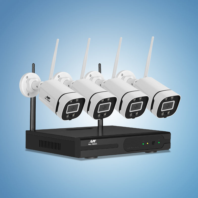 UL-tech Wireless CCTV Security System 8CH NVR 3MP 4 Square Cameras WiFi
