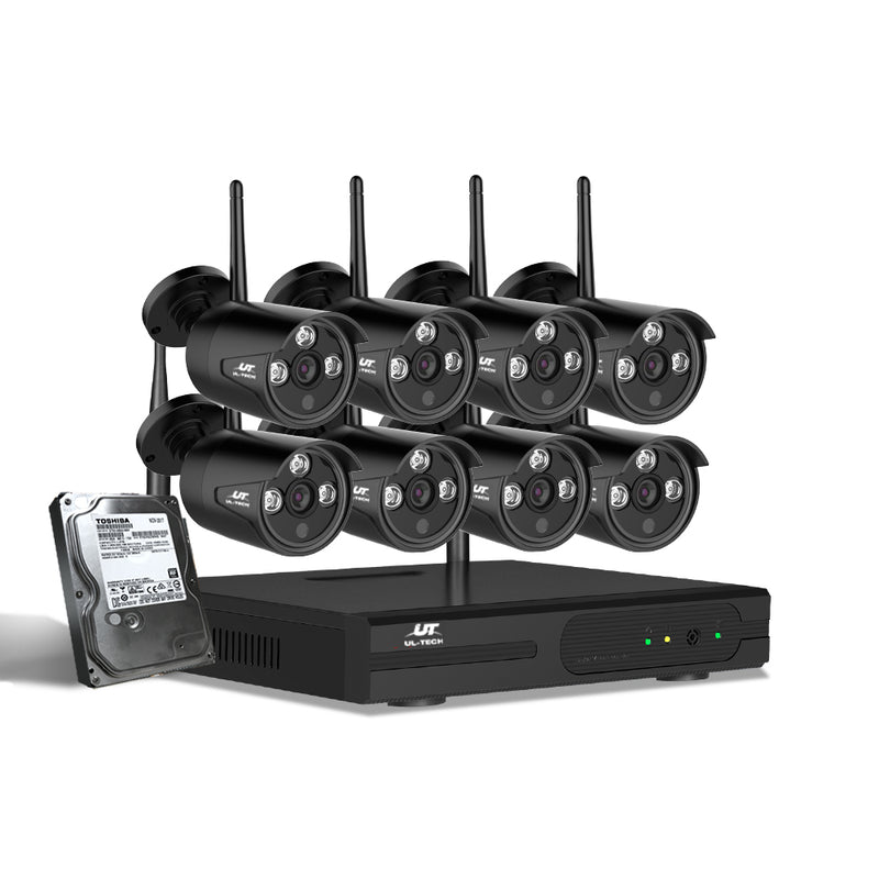 UL-tech 8CH NVR Wireless CCTV 3MP 8 Bullet Cameras 2TB