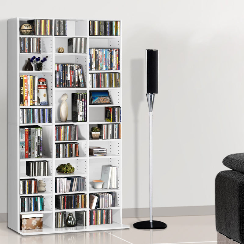 Artiss BERT CD Storage Rack White Bookshelf Organiser