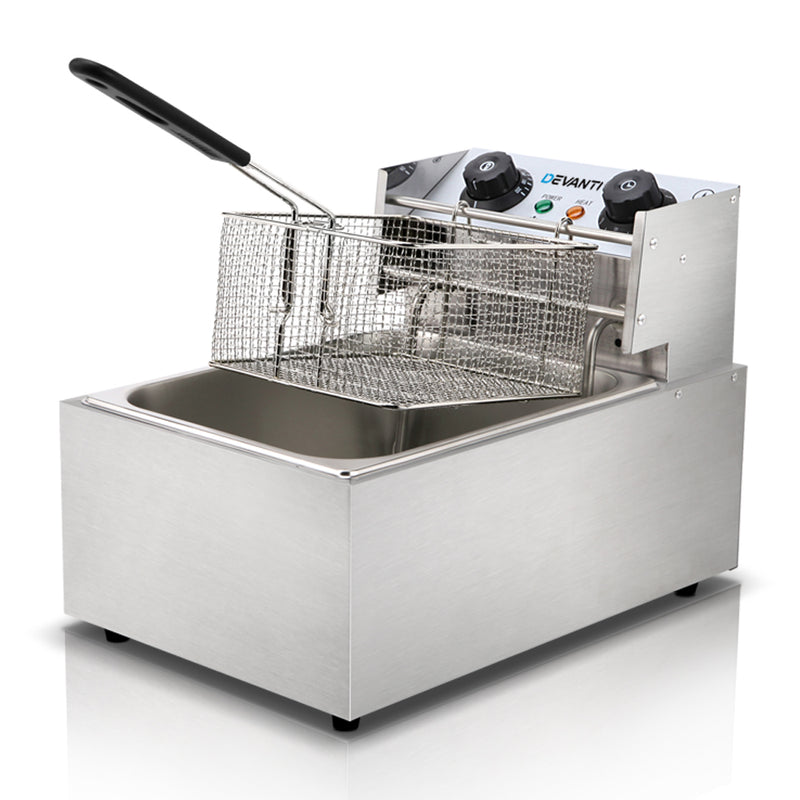 Devanti 10L Electric Deep Fryer Single Basket 2200W