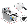Devanti 3000W Electric Deep Fryer 10L Stainless Steel Basket Lid