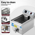 Devanti 3000W Electric Deep Fryer 10L Stainless Steel Basket Lid