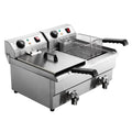Devanti 20L Electric Deep Fryer Double Basket 6000W Oil Tap