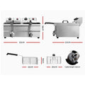 Devanti 20L Electric Deep Fryer Double Basket 6000W Oil Tap