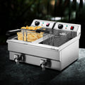 Devanti 20L Electric Deep Fryer Double Basket 6000W Oil Tap