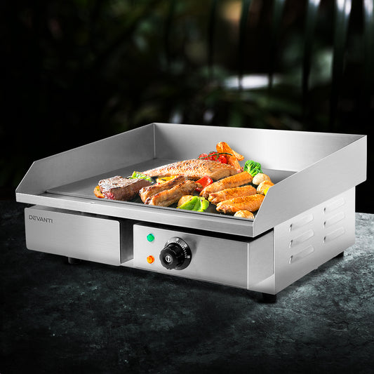 Devanti Electric Griddle 55cm 3000W Commercial BBQ Grill