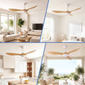 Devanti 52'' Ceiling Fan DC Motor w/Light w/Remote - Wood