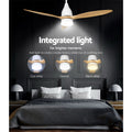 Devanti 52 Inch Ceiling Fan AC Motor Light Remote Light Wood