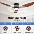 Devanti 52 Ceiling Fan DC Motor Light Remote Dark Wood