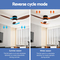 Devanti 52 Ceiling Fan DC Motor Light Remote Dark Wood