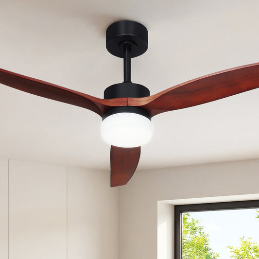 Devanti 52" Ceiling Fan DC Motor 3 Blades Light Dark Wood