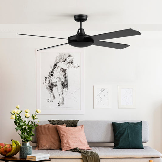 Devanti 52" Ceiling Fan DC Motor 4 Blades Remote Black