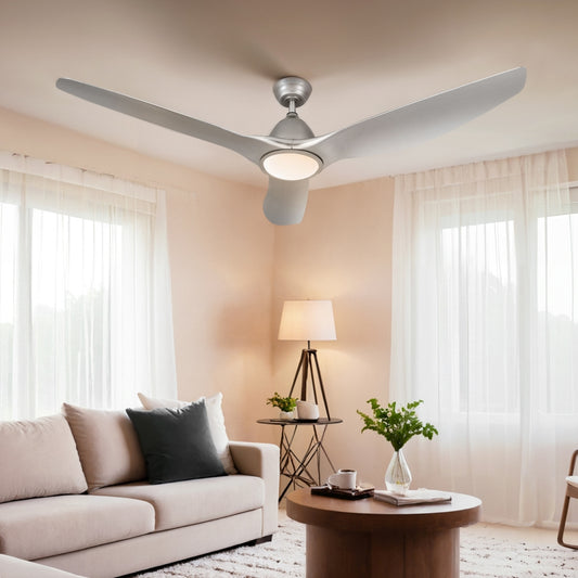 Devanti 64" DC Ceiling Fan Light Remote Silver